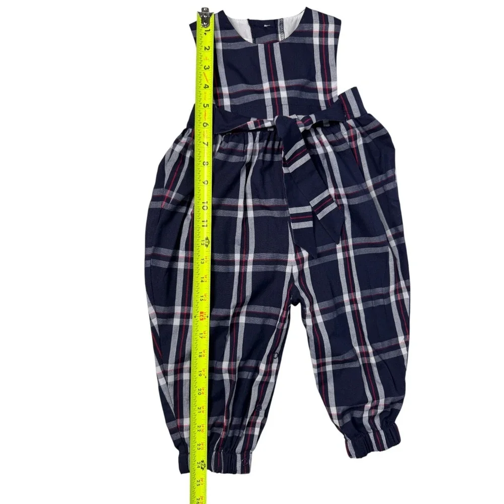 StellyBelly Romper Sz 18M‎ Blue Plaid Front/Back Tie Sleeveless Nautical